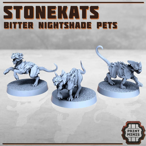 StoneKats - Bitter Nightshade Pets - HamsterFoundry - Print Minis