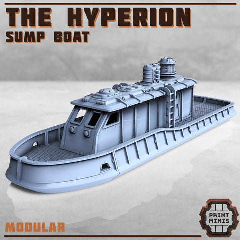 The Hyperion Boat | Underhive cruiser | 28mm Boat - HamsterFoundry - Print Minis