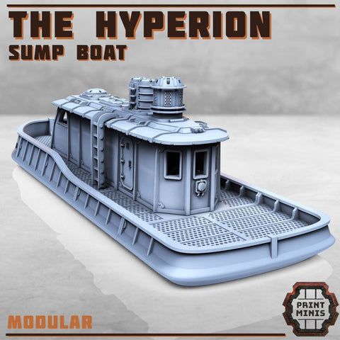 The Hyperion Boat | Underhive cruiser | 28mm Boat - HamsterFoundry - Print Minis